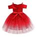 DxhmoneyHX Girls Dress Sequin Bowknot Mesh Tulle Strapless Party Dress Flower Girls Party Dress Princess Lace Ball Gown