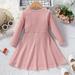 LYCAQL Baby Girl Clothes Toddler Kids Girls Fashionable Lace Long Sleeves Ribbed Princess Dress Tulle Dress for Baby (Pink 3-4 Years)