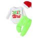 Little Brother Sister Matching Christmas Outfit Newborn Baby Boy Girl Long Sleeve Romper +Green Pants +Santa Hat Sets