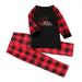 DeHolifer Matching Family Christmas Pajamas Set Men Daddy Print Blouse Tops and Pants Pajama Pants for Family Plaid Black 5Y