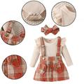 Esaierr Toddler Baby Girls Dress Suspender Skirt Set Outfits for 0-3Y Ruffled T Shirts Skirts Set Newborn Girl Christmas Dresses Outfits 3PCS