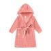 Esaierr 9M-9Y Girls Hooded Fleece Robe Kids Cartoon Cute Fleece Beach Towel Toddler Bathrobe Soft Fuzzy Bathrobe Solid Bath Towel