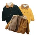 Godderr Baby Warm Coat for Toddler Boys Winter Corduroy Jacket Cotton Outwear Button Thickening Comfortable Autumn Winter Tops for 1-6Y