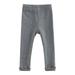 Qtinghua Infant Toddler Baby Girls Leggings Elastic Waist Solid Slim Fit Long Pants Trousers Gray 6-12 Months