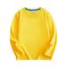 Penkiiy Toddler Boys Girls Warm Shirts Boys Girls Long Sleeve Shirts Casual Crewneck Tops Loose Plain Tunic Cute Blouse Tees Yellow Shirts for 1-2 Years