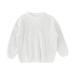 TOWED22 Baby Girl Boy Knit Sweater Toddler Baby Girl Boy Knit Sweater Round Neck Long Sleeve Pullover (White 4-5 Y)