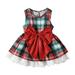 Tosmy Toddler Girls Dress Sleeveless Christmas Plaid Print Ruffles Dress Dance Party Dresses Clothes Party Clothes