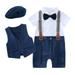 Uuszgmr Child Outfits Set Toddler Boys Sleeveless White Shirt Jumpsuit Vest Coats Children Kids Gentleman Set Outfit Casual Vacation Travel Usual Time