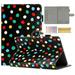 Decase Universal 7.5-8.5 inch Tablet Case Polka Dot Pattern Ultra Slim PU Leather Hard Back Shell Built-in Pencil Holder Tri-Fold Stand Cover for All 7.5-8.5 inch iPad Android Tablet Black + Colorful