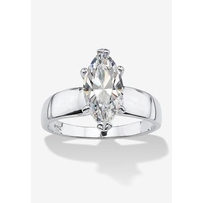 Women's 2.11 Cttw. Marquise-Cut Cubic Zirconia .925 Sterling Silver Solitaire Ring by PalmBeach Jewelry in Silver (Size 8)
