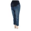 Motherhood Jeans - Super Low Rise Straight Leg Cropped: Blue Bottoms - Women's Size Medium Maternity - Dark Wash