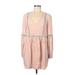 BCBGeneration Casual Dress - Mini Plunge Long sleeves: Pink Solid Dresses - Women's Size Medium