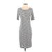 Lularoe Casual Dress - Midi Scoop Neck Short sleeves: Gray Print Dresses - Women's Size Small