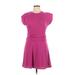 And Now This Casual Dress - A-Line Crew Neck Short sleeves: Purple Print Dresses - Women's Size Large