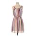 A. Byer Casual Dress - A-Line: Pink Stripes Dresses - Women's Size Small