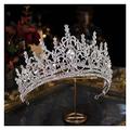 Tiara for Girls Wedding Crown Baroque Luxury Sparkling Crystal Heart-shaped Bridal Tiara Crown Beauty Pageant Bridal Headband Wedding Hair Accessories (Color : Silver, Size : Crown)