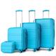 Kono Travel Luggage Set of 4 Piece Lightweight ABS Hard Shell Trolley Case with 4 Spinner Wheels and TSA Lock 20" 24" 28" Suitcase + 12" Beauty Case (Blue)
