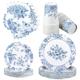 Nitial 200 Piece Christmas Disposable Tableware Set Serves 50 Guests Floral Paper Plates Napkins Cups Flower Dinnerware for Xmas Winter Party Supplies(Blue and White)