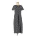 Uniqlo Casual Dress - Midi High Neck Short sleeves: Gray Print Dresses - Women's Size 2X-Small