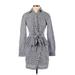 Derek Lam 10 Crosby Casual Dress - Shirtdress High Neck Long sleeves: Gray Dresses - Women's Size 4