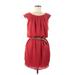 City Triangles Casual Dress - Mini Scoop Neck Short sleeves: Red Print Dresses - Women's Size Medium