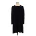 Cos Casual Dress - Shift Crew Neck Long sleeves: Black Print Dresses - Women's Size Small