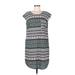 Merona Casual Dress - Mini Scoop Neck Short sleeves: Gray Dresses - Women's Size Medium
