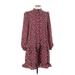 Grace Karin Casual Dress - Mini Mock 3/4 sleeves: Burgundy Floral Dresses - Women's Size Large