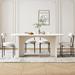 Elevat Home Cream Style Sintered Stone Dining Table & Chair Rectangular 31.49" W Dining Set Wood in White | 29.92 H x 31.49 W x 62.99 D in | Wayfair