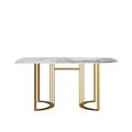 Everly Quinn Dining Table, Marble Dining Table, Kitchen Table, Dining Room Table w/ Legs in Gray/White/Yellow | Wayfair
