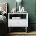 Mercer41 Esterly Nightstand Wood/Metal in Brown/White | 22 H x 16.3 W x 22 D in | Wayfair 65189C9E65DE4A29A77884E838151394