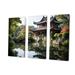 Charlton Home® Asian Art Serene Pagoda I On Canvas 3 Pieces Print Metal in Brown/Green | 32 H x 48 W x 1 D in | Wayfair