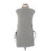 BCBGMAXAZRIA Casual Dress - Mini Mock Short sleeves: Gray Print Dresses - Women's Size Medium