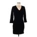 Rag & Bone Casual Dress - Sheath V Neck 3/4 sleeves: Black Print Dresses - Women's Size Medium