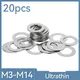 20 pz/lotto M3 M4 M5 M6 M8 M10 M12 M14 304 In Acciaio Inox Ultra Sottile Rondella Piatta Regolazione Spessore Pianura Guarnizione 0.1/ 0.2/ 0.3mm