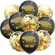 10pcs Congratulation Balloons Gold Black Latex Balloon with Confetti Graduation Party Decoration
