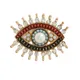 Small Rhinestone Black Blue Eye Brooches For Women Metal Alloy Simulated Pearl Eye Collar Pins For