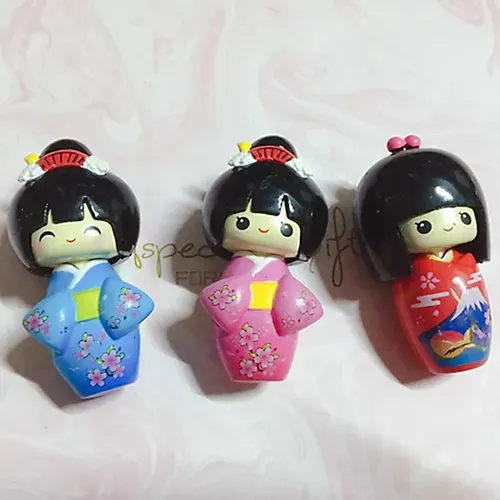 5cm japanische Sukuri Kokeshi Mädchen Action figur Puppe harte PVC Kinder Sammlung Kimono Modell