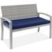 2-Person Wicker Porch Bench for Outdoor, Garden w/ 700lb Capacity