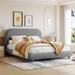 Full Size Teddy Fleece Upholstered Platform Bed,Curve-Shaped Headboard/Solid Wood Frame,2 Colors