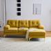 83" Sectional Sofa Couch, Extra Wide Chaise Lounge, L Shaped Living Room Velvet Fabric Couches w/Gold Metal Feet for Small Space