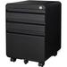 3 Drawer Mobile Locking File Cabinet Metal Filing Cabinets for Home Office Small Rolling File Cabinet Under Desk Office Drawer Storage Cabinet fits Letter/Legal/A4 Size Black