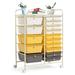 MYXIO 15 Drawer Rolling Storage Cart Multipurpose Mobile Storage Organizer w/Removable Drawers & Metal Frame Utility Tools Paper Organizer on Wheels for Home Office (Yellow Beige & Grey)