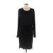 Simply Vera Vera Wang Casual Dress Scoop Neck Long sleeves: Black Print Dresses - Women's Size Large