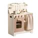 UHOMEPRO Play Kitchens for Toddlers Toy Kitchen Sets with Leaf Light String Apron and Groves Wooden Preschool Kitchen Set for Toddlers 3+ Brown