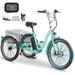 Mooncool 24 26 3 Wheel Electric Tricycle for Adults 350W 36V 7 Speeds Motorized Electric Trike Three Wheel Electric Bikes Bicycle with Large Basket for Women Men