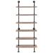 BULYAXIA GH086 Industrial Decor - Modern Rustic 6-Tier Iron Pipe Wall Mount Ladder Shelving Unit in Distressed Wood Finish â€“ Rustic Wood Bookshelf