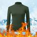 Dyfzdhu Thermal Underwear Top for Women Fall Winter Tops Crew Neck Fleece Lined Slim Long Sleeve T Shirts Green