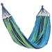 Outdoor Hammock Parachute Portable Rainbow Swing Double Person Sleeping Bed with 40cm Anti Rollover Curved Wooden Stick for Camping Travel Survival (Blue 190x150cm)