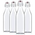 Giara Swing Top Bottles 33 Â¾ Ounce-4 Pack Round Clear Glass Grolsch Top Bottle With Stopper For Beverages Smoothies Kefir Beer Soda Juicing Kombucha Water Milk And Vinegar